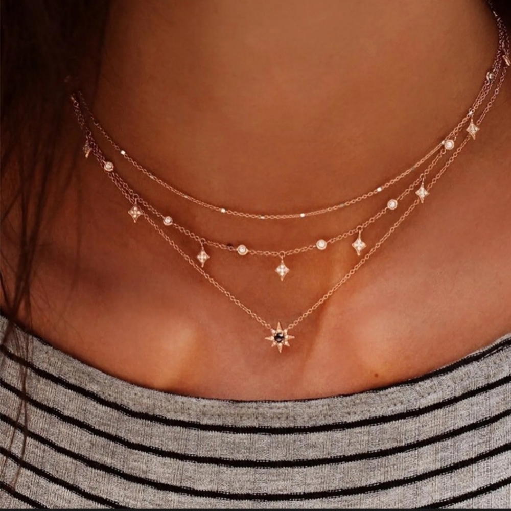 Layered Stars & Black Sun Necklace - Picture 11 of 14